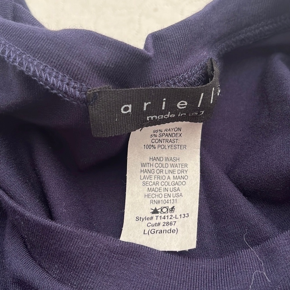 Ariella navy crew neck top with lace sleeves L - Picture 7 of 8